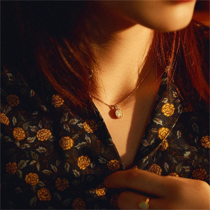 Collana con anello dorato giallo opale Olivenorma