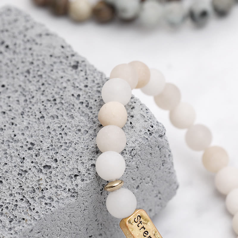 Bracciale con incisione resistente in pietra preziosa naturale Olivenorma