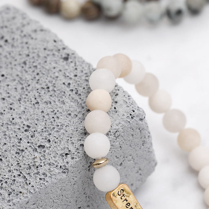 Bracciale con incisione resistente in pietra preziosa naturale Olivenorma