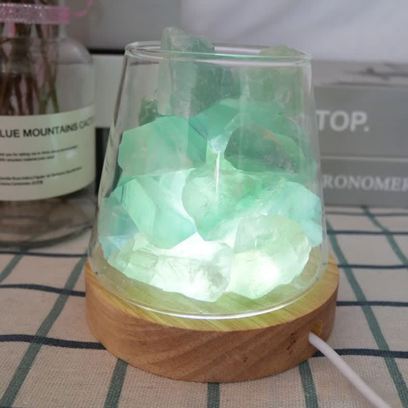 Olivenorma Calice di fuoco a forma di cristallo o lampada di sale rosa dell'Himalaya