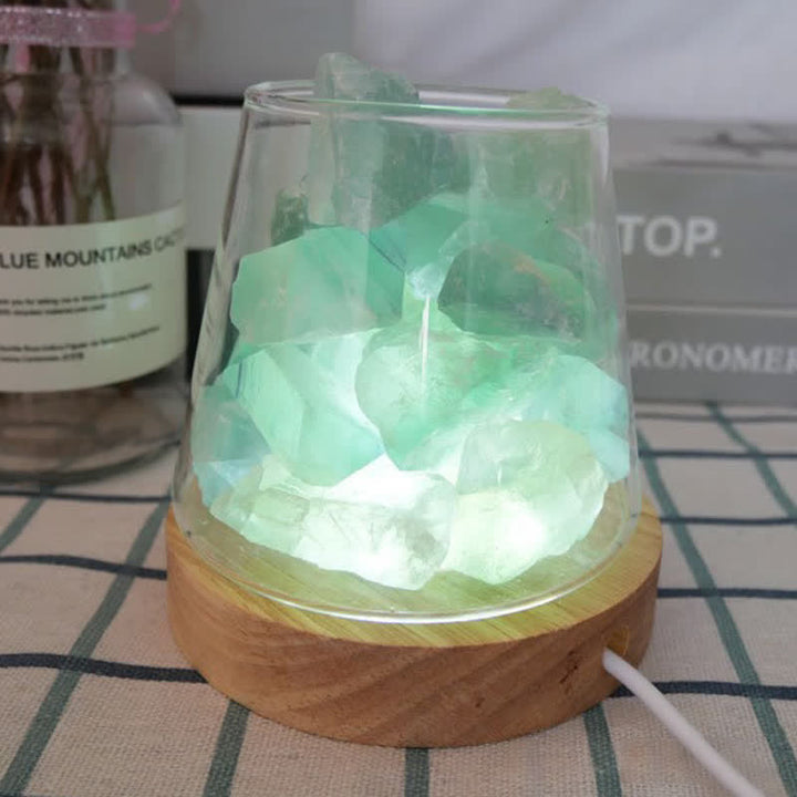 Olivenorma Calice di fuoco a forma di cristallo o lampada di sale rosa dell'Himalaya