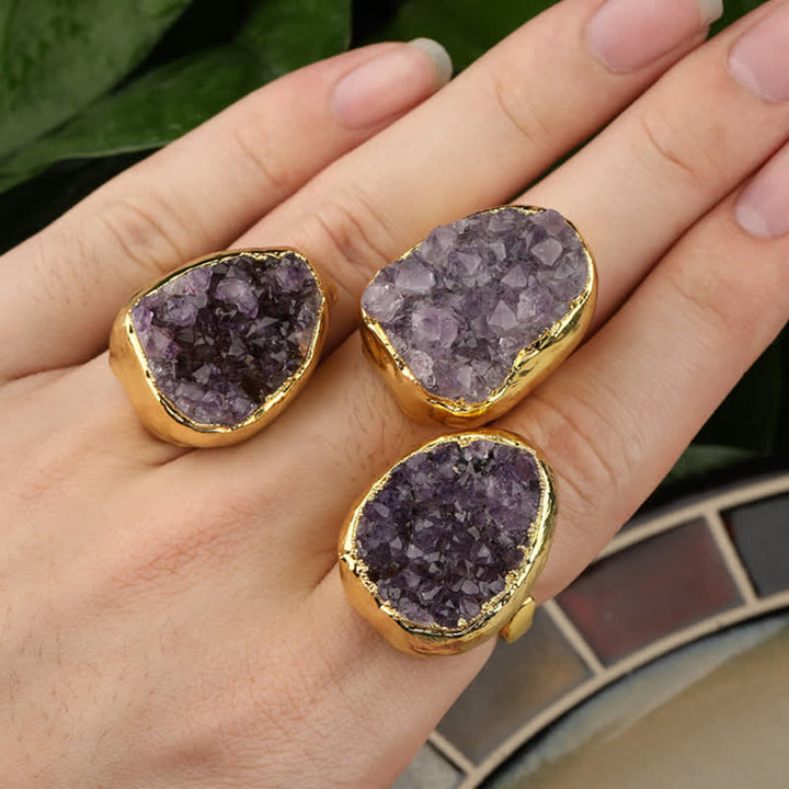 Anello regolabile con pietra preziosa naturale in oro Olivenorma