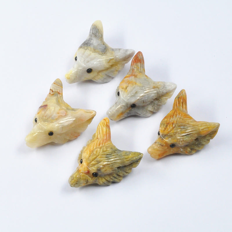 Decorazione in pietra preziosa con testa di lupo guardiano spirituale Olivenorma - Onice Pazzo - Con carta - image 14