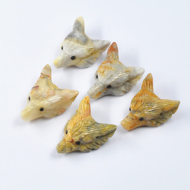 Decorazione in pietra preziosa con testa di lupo guardiano spirituale Olivenorma - Onice Pazzo - Con carta - image 14