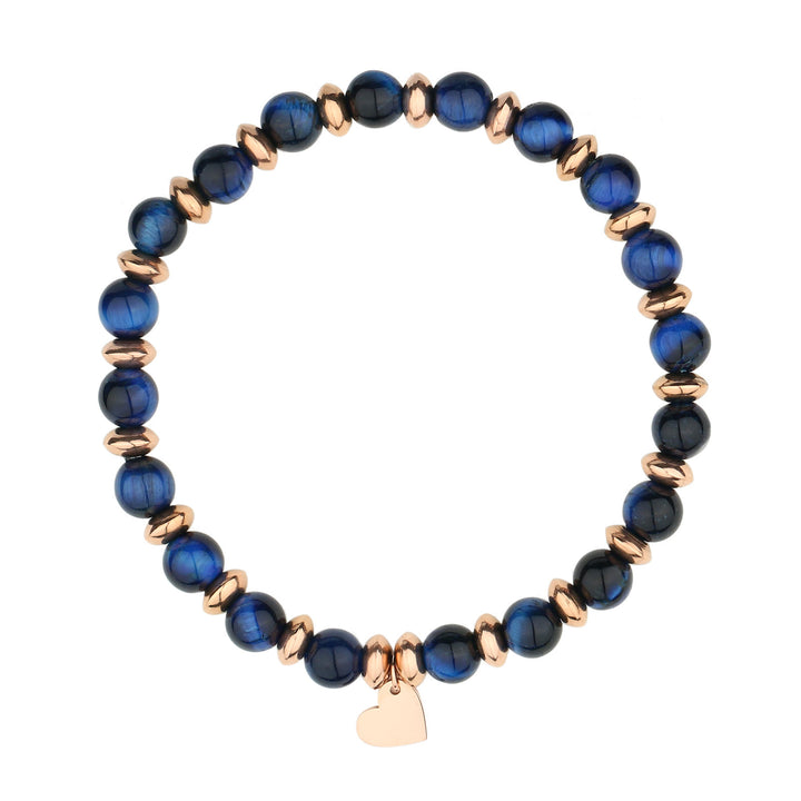 Bracciale con ciondolo a forma di cuore in metallo con perline di cristallo naturale Olivenorma 