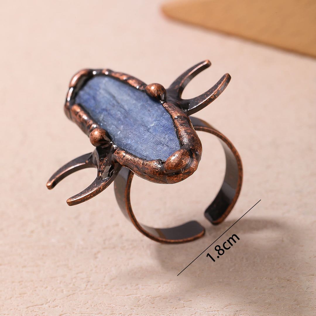 Anello regolabile con doppia luna curativa in cianite Olivenorma