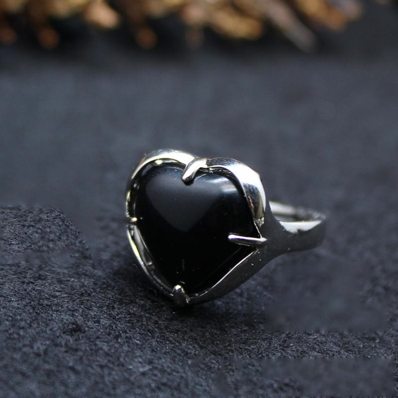 Anello a forma di cuore in cristallo di pietra naturale Olivenorma