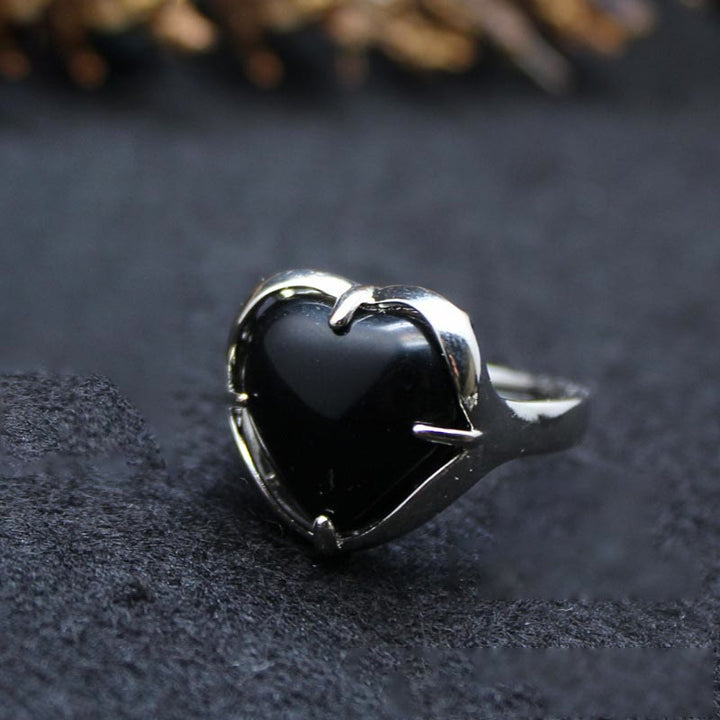 Anello a forma di cuore in cristallo di pietra naturale Olivenorma
