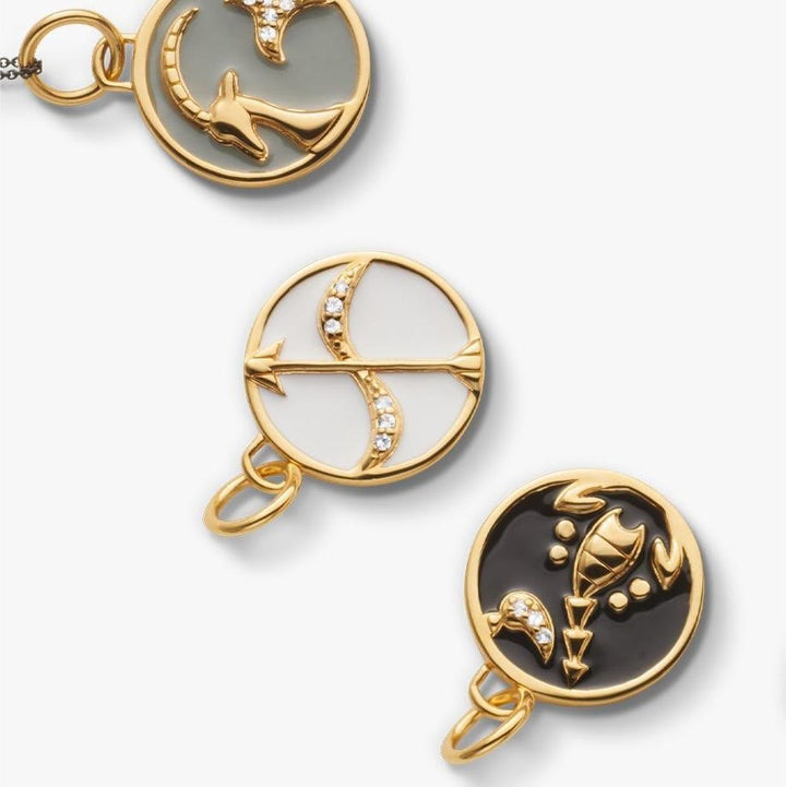 Collana Olivenorma in acciaio inossidabile 18k con zircone bianco e zodiaco vintage