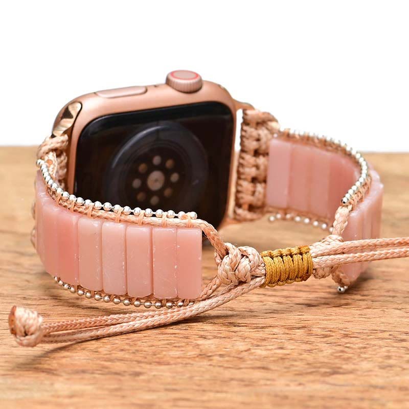 Olivenorma Bracciale con cinturino in pietra Boho con cinturino in opale rosa