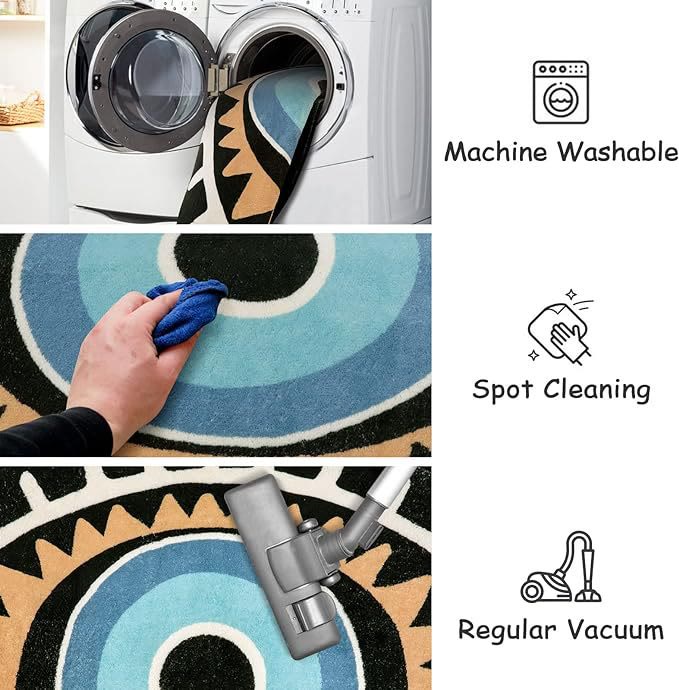 Olivenorma Tappeto antiscivolo per il bagno con motivo Evil Eye nero, lavabile 