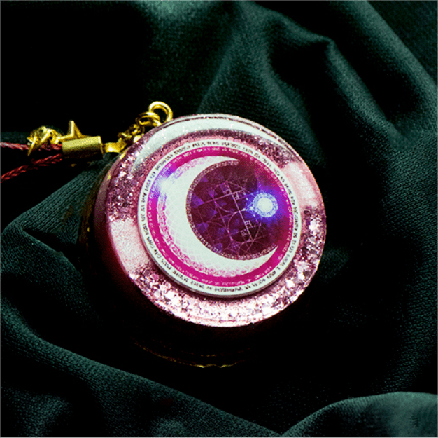 Olivenorma Moonlight Streamer Moon Phase Collana con ciondolo rosa in orgone