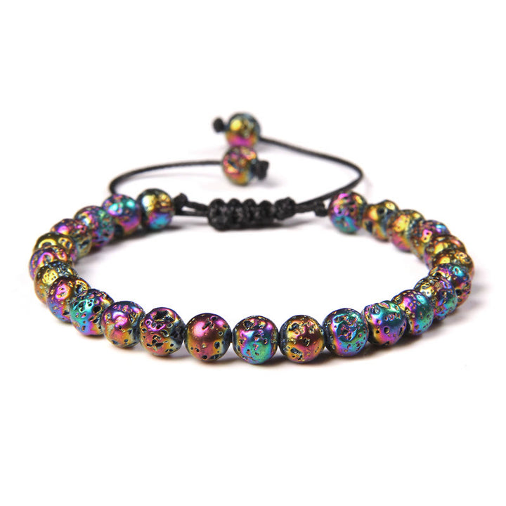 Bracciale intrecciato con perline di pietra naturale Olivenorma da 6 mm 
