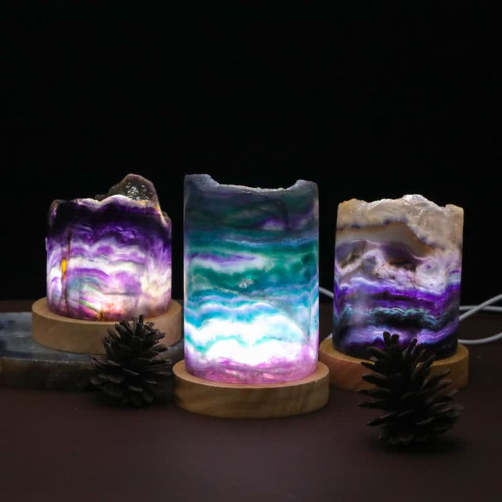 Lampada cilindrica in fluorite naturale Olivenorma