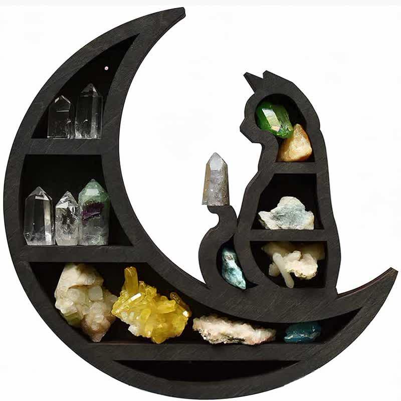 Mensola in cristallo di legno Olivenorma Crescent Moon &amp; Cat