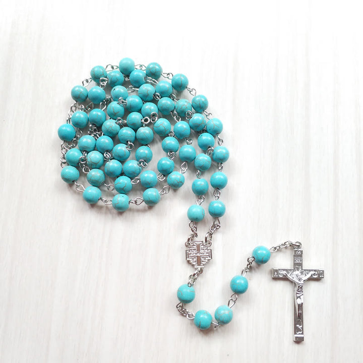 Collana rosario con ciondolo a croce turchese Olivenorma - Turchese e Croce - image 0