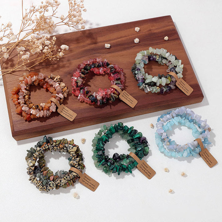 Bracciale Olivenorma a tre strati con ghiaia di cristallo irregolare naturale
