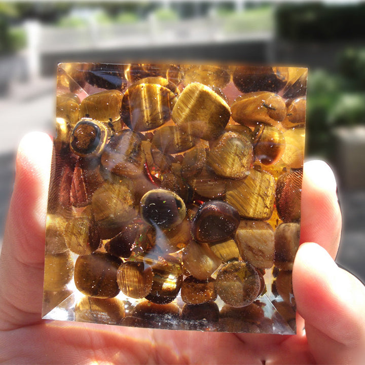 Piramide di orgone Olivenorma Golden Harmony Tiger Eye & Citrine Tree of Life - image 5