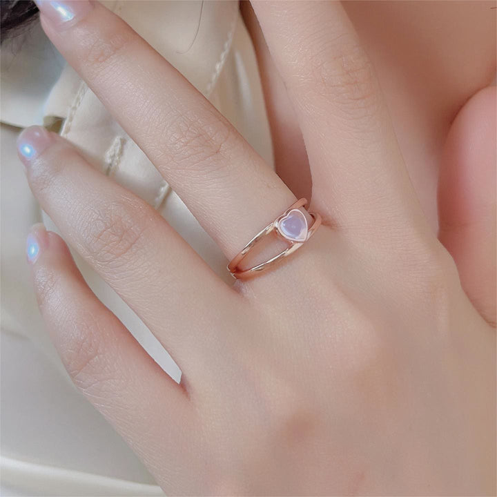Anello in argento 925 a forma di cuore con pietra di luna naturale Olivenorma 