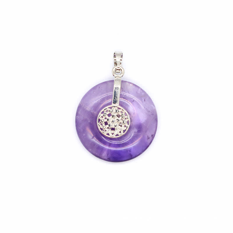 Collana con fibbia della pace in cristallo naturale Olivenorma e albero della vita