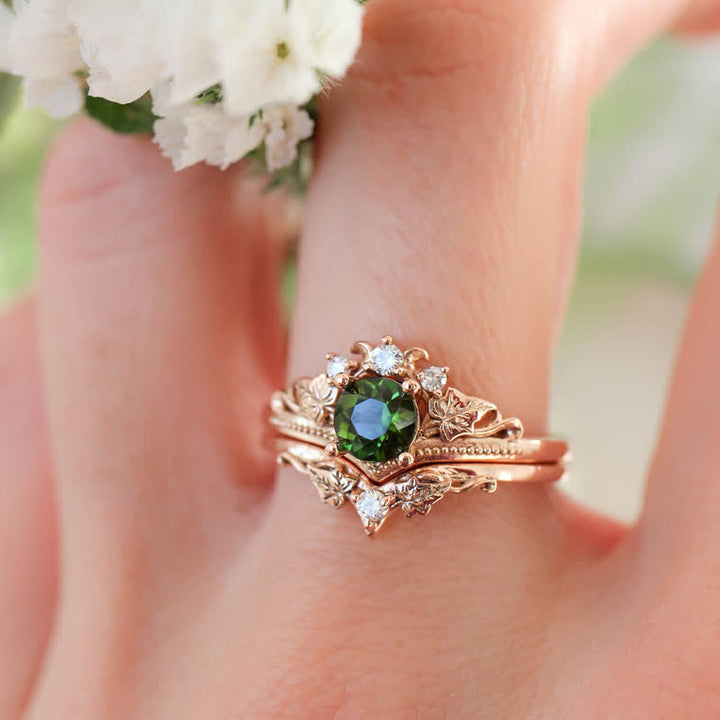 Anello in cristallo naturale di smeraldo e alessandrite Olivenorma