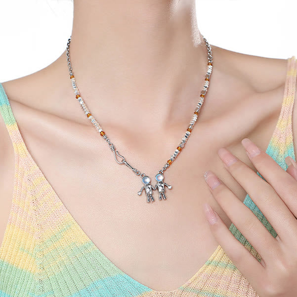 Collana in lega con ciondolo zodiacale in pietra di luna Olivenorma 