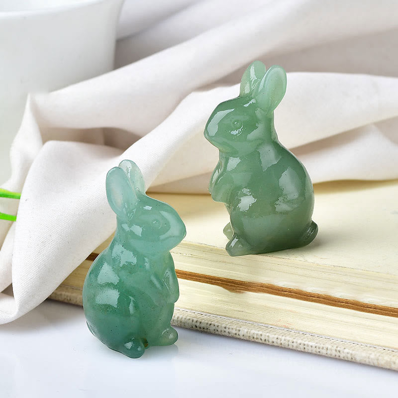 Olivenorma - Decorazione in pietra preziosa con statuetta di cristallo a forma di coniglietto pasquale 