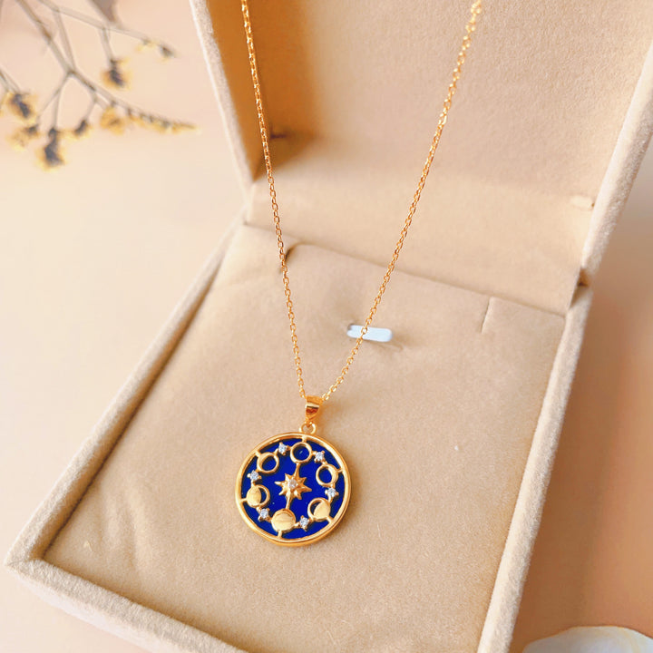 Collana Olivenorma Lapislazzuli Fase lunare Otto Stelle Awn
