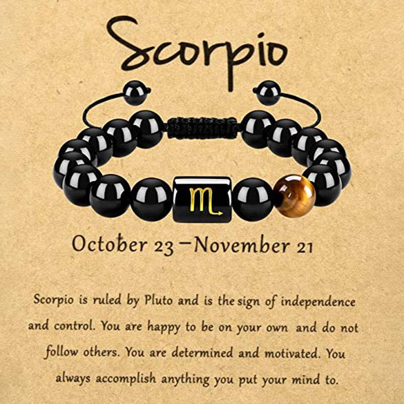 Braccialetto zodiacale Olivenorma Tiger Eye con ossidiana 