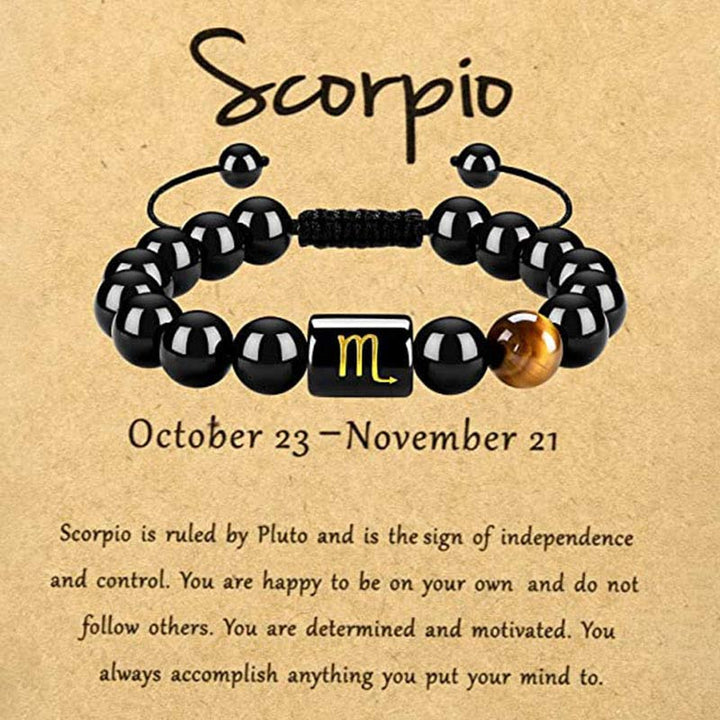 Braccialetto zodiacale Olivenorma Tiger Eye con ossidiana 
