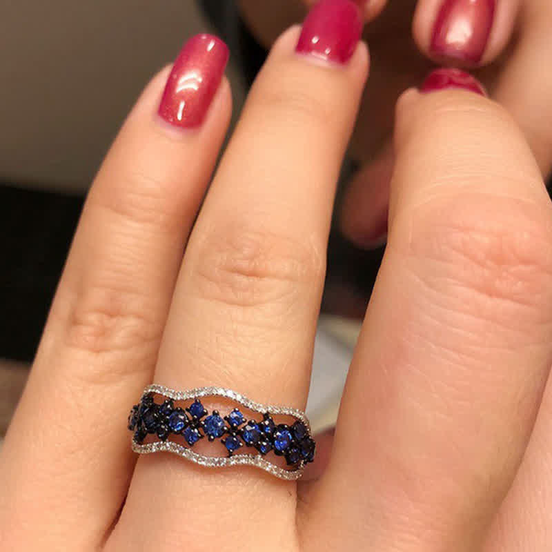 Anello creativo Olivenorma con zircone blu zaffiro cavo 