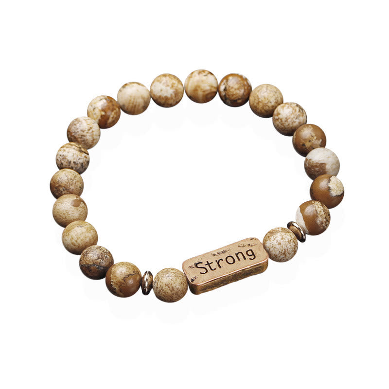Bracciale con incisione forte in pietra preziosa naturale Olivenorma