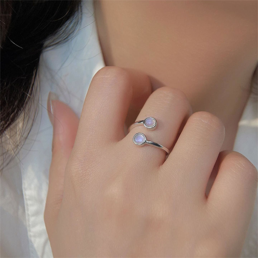 Anello aperto regolabile Olivenorma Moonstone S925 