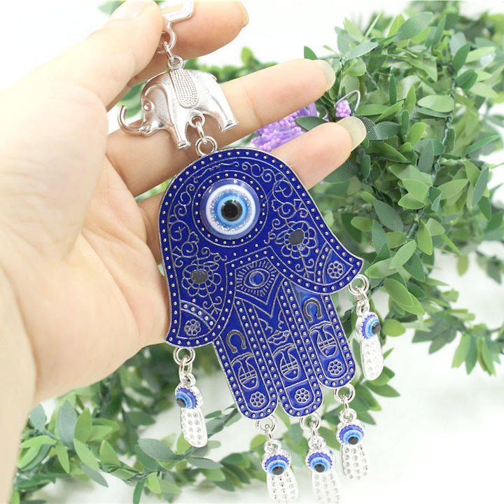 Olivenorma Blue Evil Eye Hamsa Ornamento Decorazione da parete 