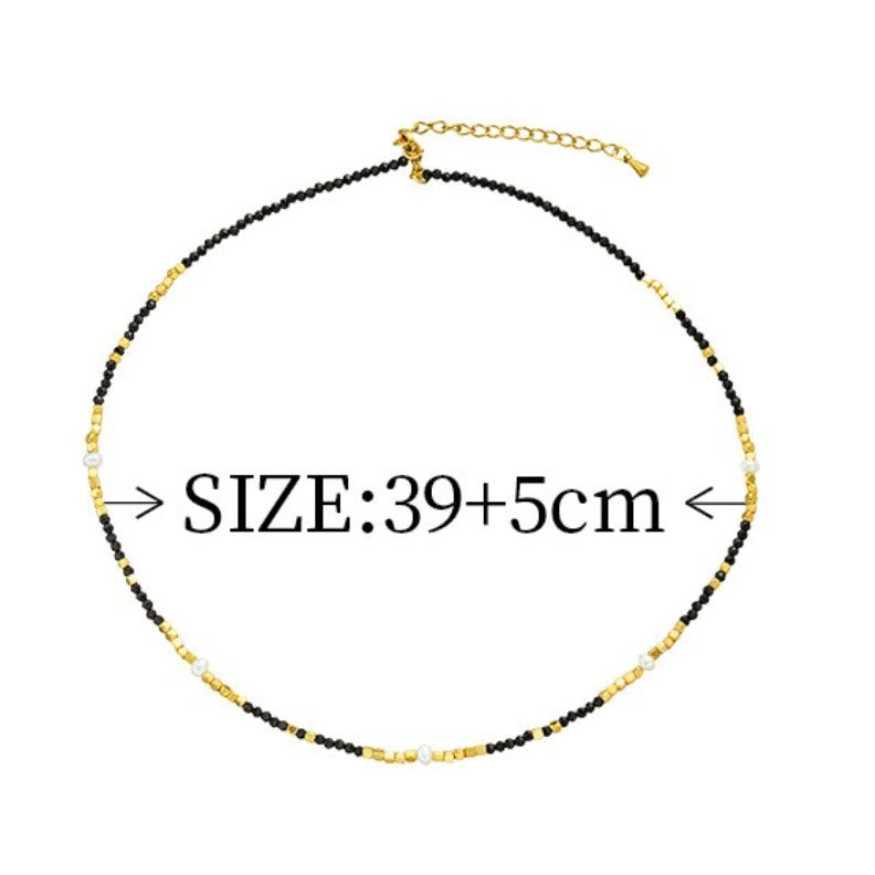Collana con clavicola in perline di ossidiana nera Olivenorma 