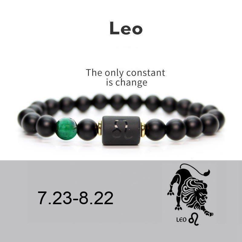 Olivenorma Bracciale da uomo con zodiaco in onice nero naturale