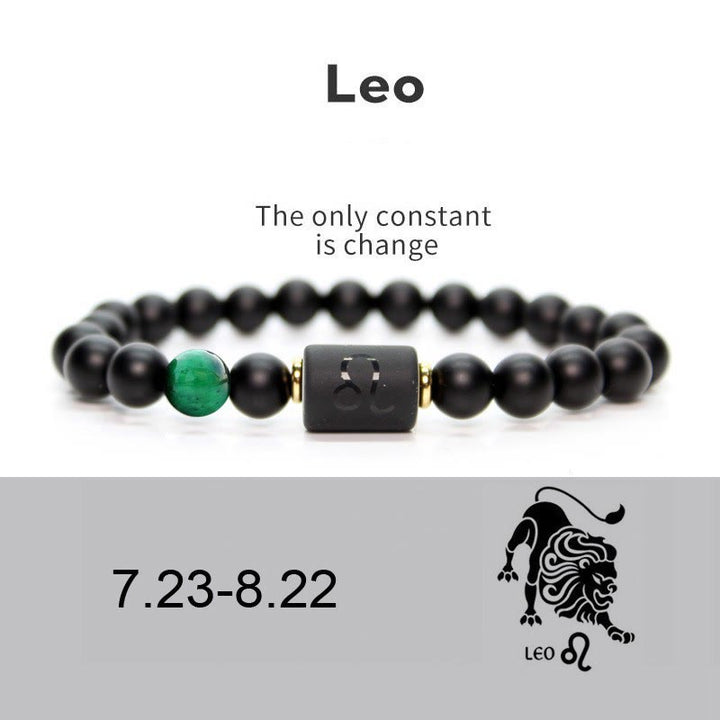 Olivenorma Bracciale da uomo con zodiaco in onice nero naturale