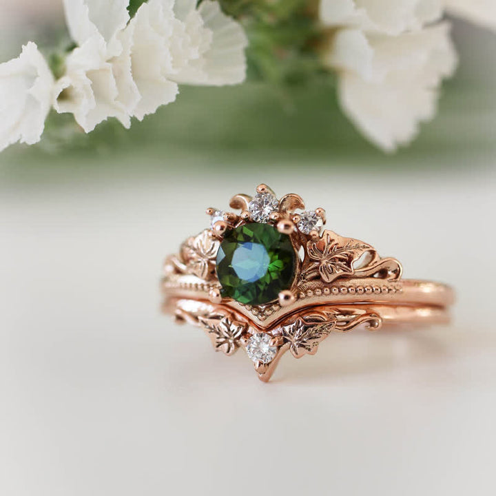 Anello in cristallo naturale di smeraldo e alessandrite Olivenorma