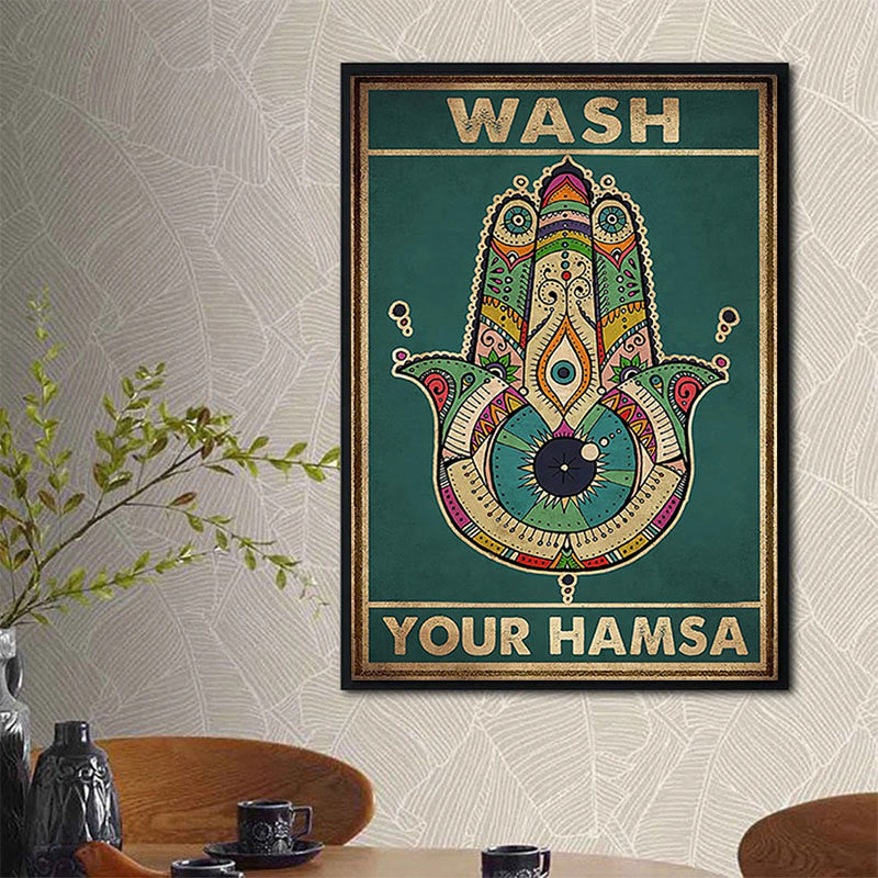 Olivenorma Chakra Yoga "LAVA IL TUO HAMSA" Poster del malocchio