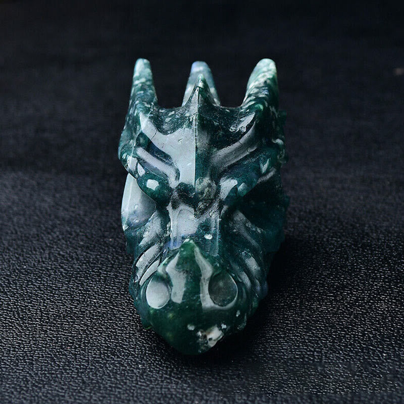 Olivenorma Decorazione con pietra preziosa a forma di teschio con testa di drago da 3,2 pollici