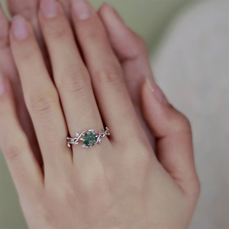 Olivenorma "Waterweed Dream" - Anello in agata muschiata argento S925
