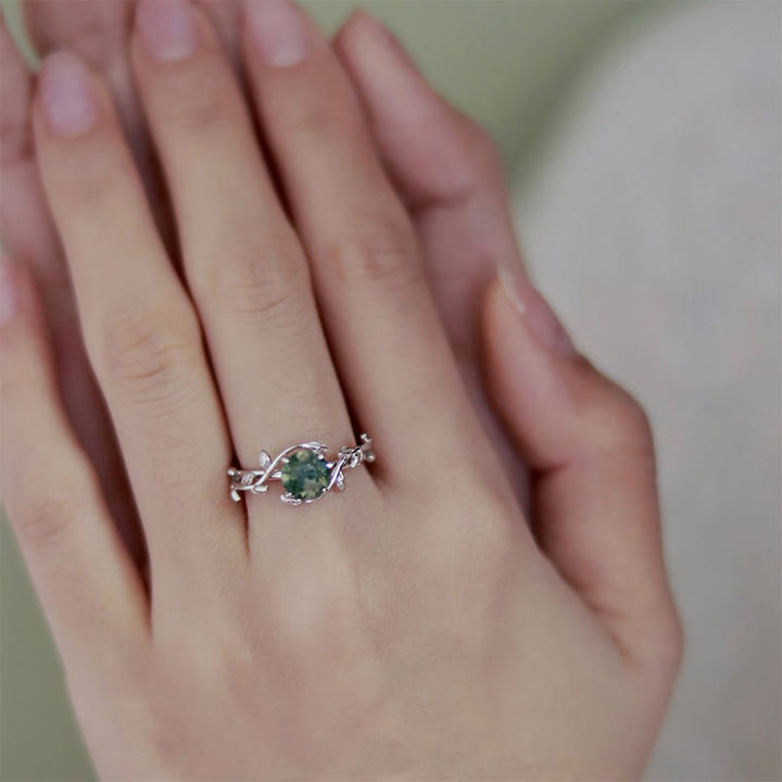 Olivenorma "Waterweed Dream" - Anello in agata muschiata argento S925
