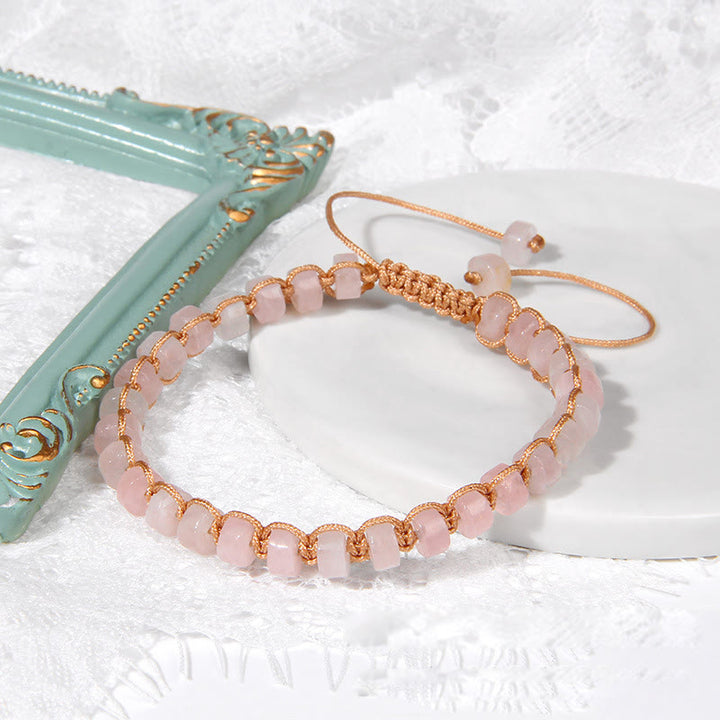 Bracciale intrecciato con perline di pietra naturale Olivenorma 