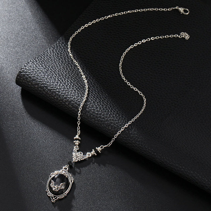 Collana in argento e ossidiana pipistrello Olivenorma