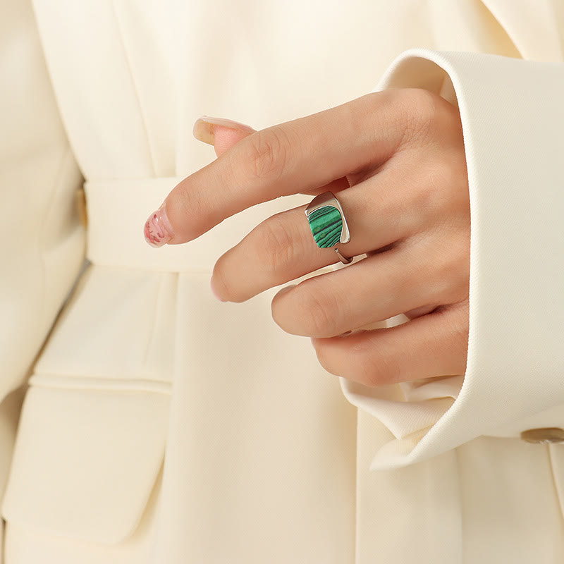 Anello con pietra preziosa di malachite Olivenorma