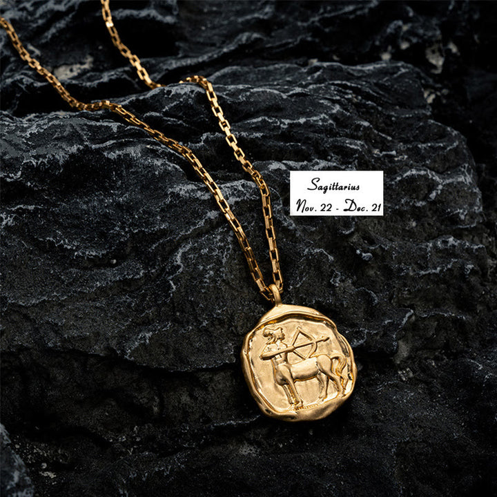 Collana Olivenorma Zodiac in acciaio al titanio placcato oro 18k