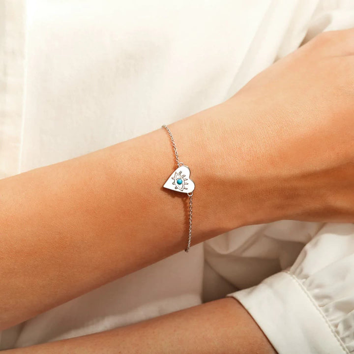 Olivenorma Heart Evil Eye Braccialetto sottile in argento turchese