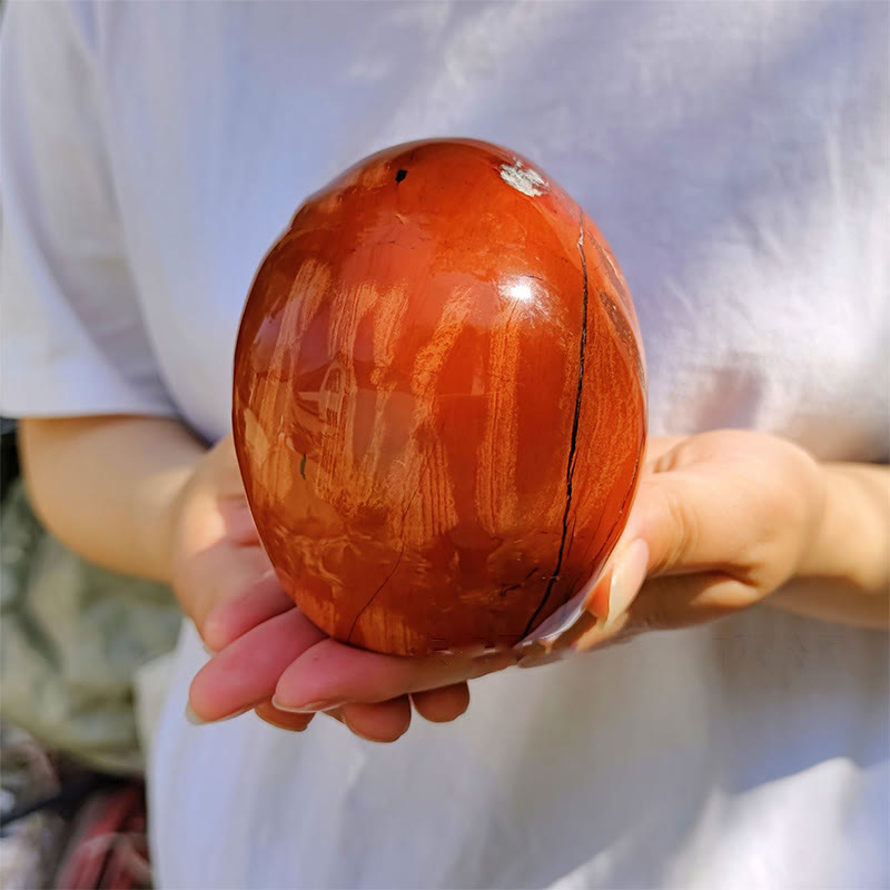 Olivenorma 10cm Decorazione in pietra preziosa di diaspro rosso naturale Teschio di cristallo 