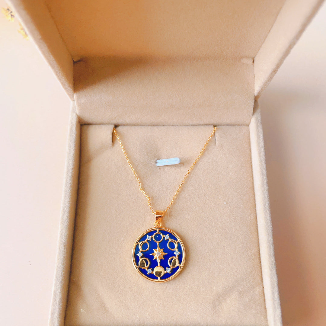 Collana Olivenorma Lapislazzuli Fase lunare Otto Stelle Awn