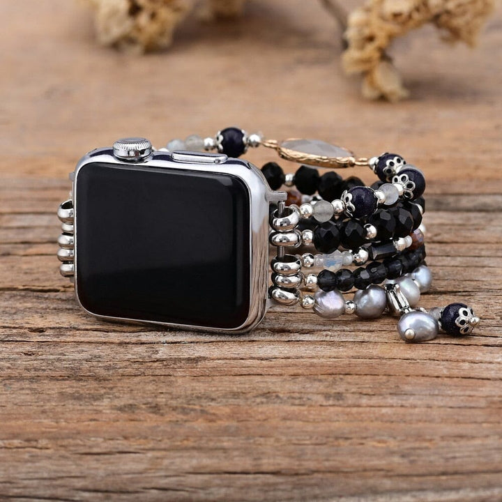 Olivenorma Ossidiana Agata Bianca Apple Watch Strap Bracciale Avvolgente 